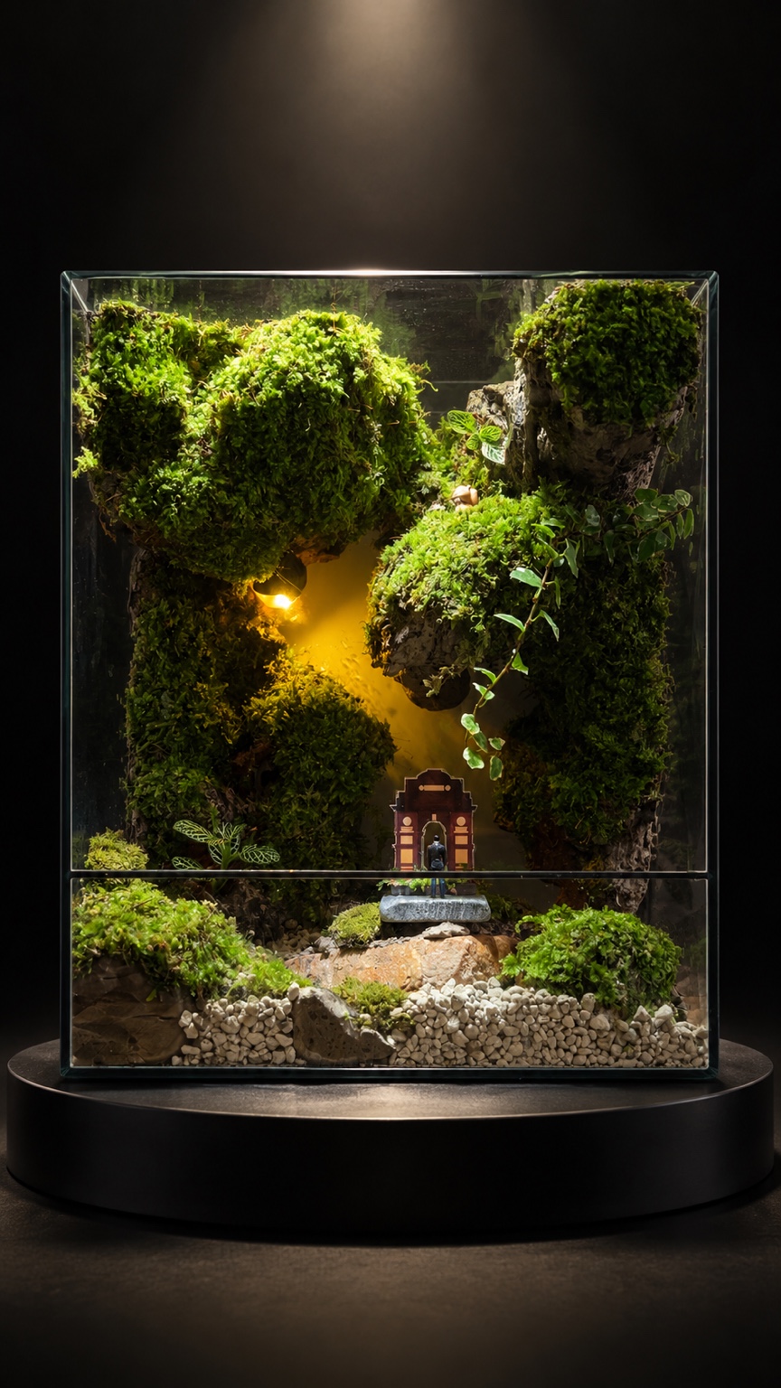Handcrafted illuminated moss terrarium by Greenygift